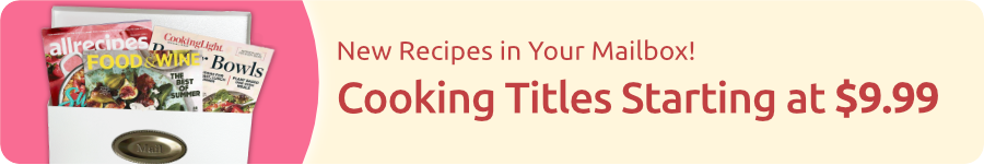 New recipes in your mailbox Cooking titles starting at nine dollars ninety-nine cents