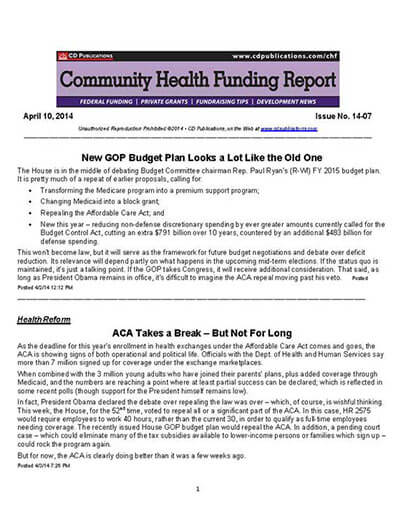 Latest issue of Community Health Funding Report