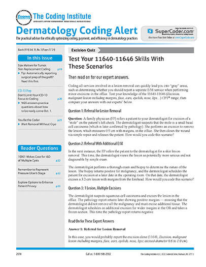 Latest issue of Dermatology Coding Alert