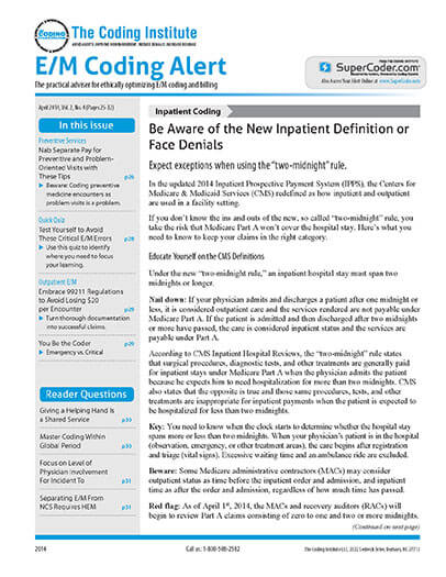 Latest issue of EM Coding Alert