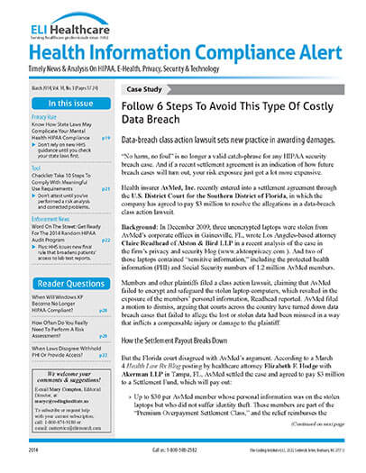 Latest issue of Health Information Compliance Alert Magazine