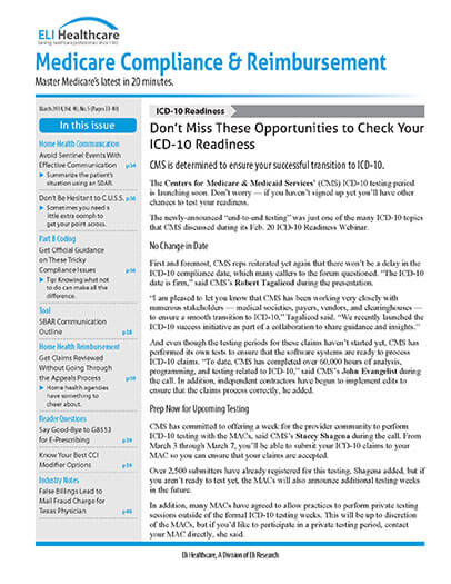 Latest issue of Medicare Compliance & Reimbursement Magazine