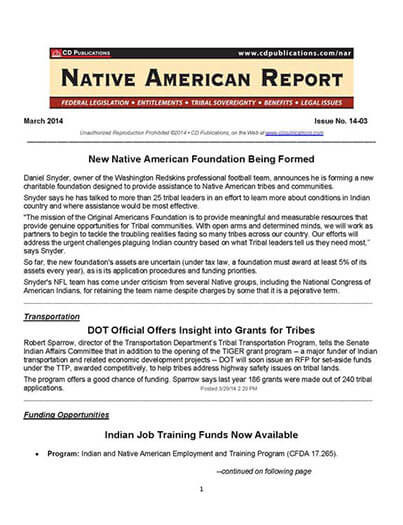 Latest issue of Native American Report 