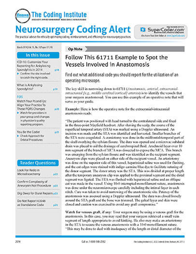 Latest issue of Neurosurgery Coding Alert Magazine