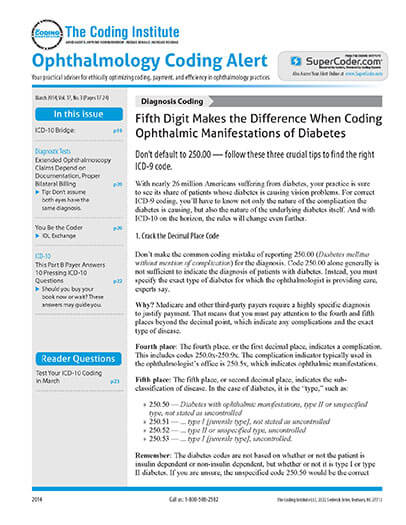 Latest issue of Ophthalmology Coding Alert Magazine