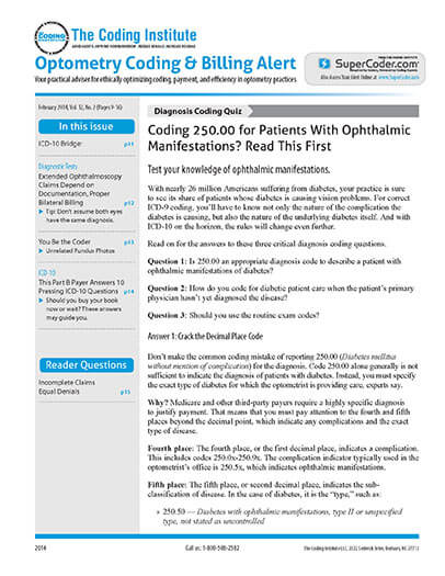 Latest issue of Optometry Coding & Billing Alert Magazine
