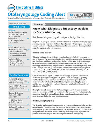 Latest issue of Otolaryngology Coding Alert Magazine