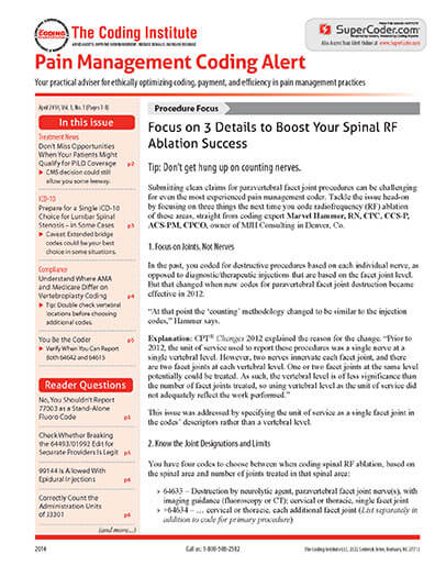 Latest issue of Pain Management Coding Alert Magazine